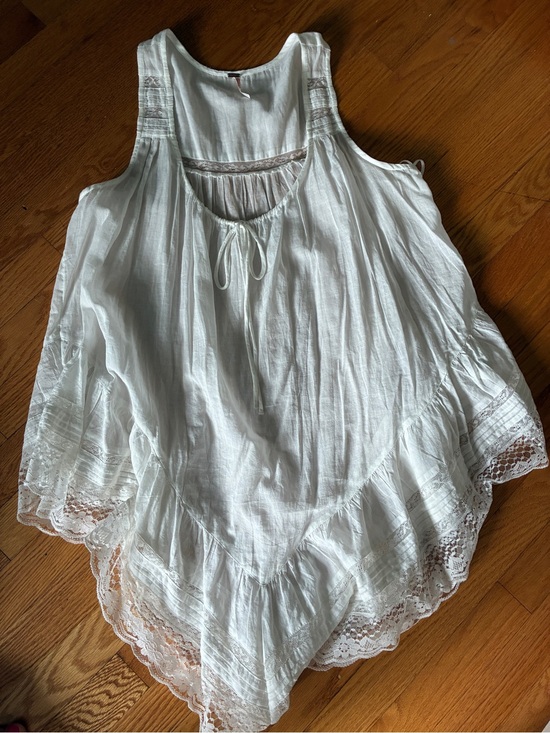 Free People Tops - Free People White Lace-Trim Sleeveless Peasant Tank